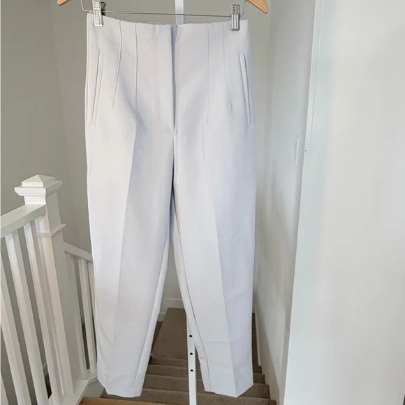 NWT Zara Women's Light Blue/Grey High Waist Cropped Ankle Pants Size M - Picture 3 of 8